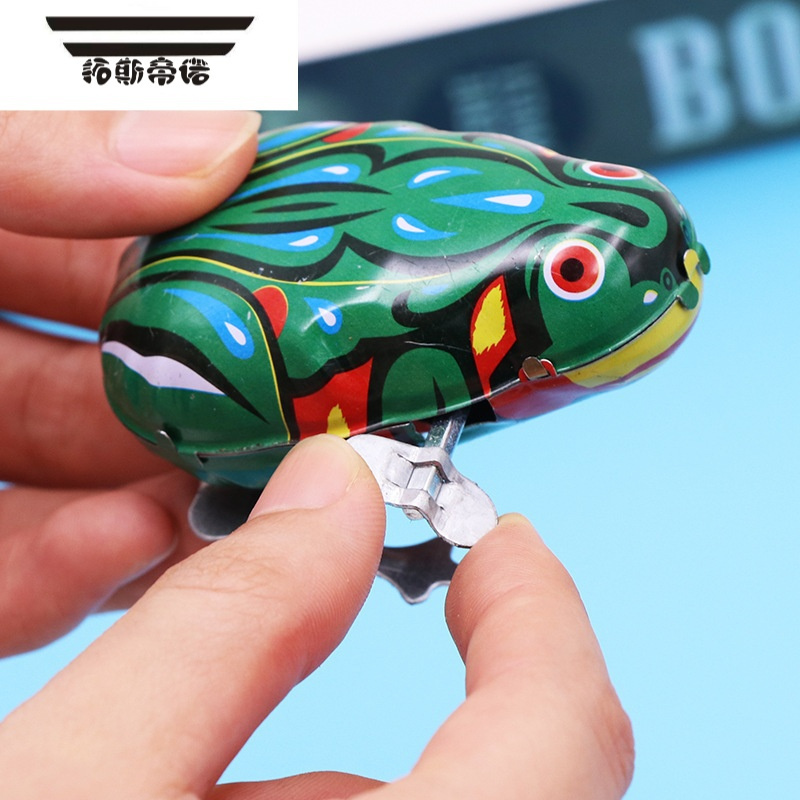 拓斯帝诺铁皮青蛙玩具小青蛙玩具儿童礼物发条上链跳跳蛙动物弹跳80后