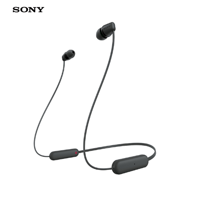 索尼(SONY) WI-C100 长续航颈挂式无线耳机 白色 徒步运动 快递外卖员适用
