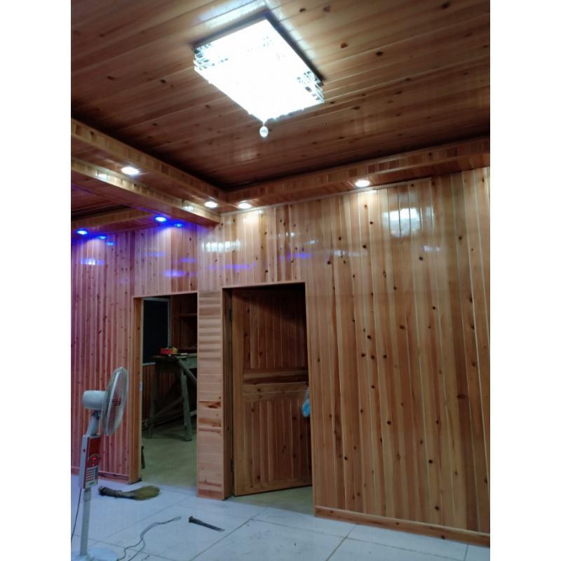 杉木桑拿板闪电客免漆扣板护墙板墙裙沙木阳台吊顶阁楼饭店客栈深红