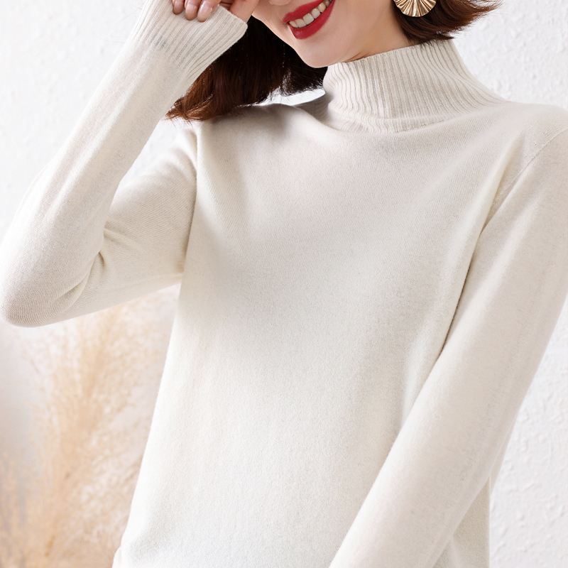 新款100纯羊毛衫高端大牌羊绒衫女秋冬季毛衣新款百搭高领毛衣时尚洋气上衣针织上衣服打底衫女内搭大码显瘦洋气毛衣女高清大图