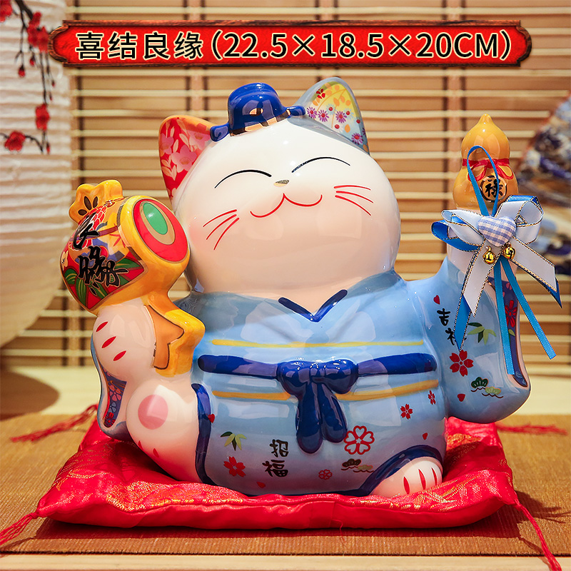 大号陶瓷和服情侣猫 对偶创意结婚 幸福良缘婚庆家居摆件 三维工匠 良缘猫猫高清大图