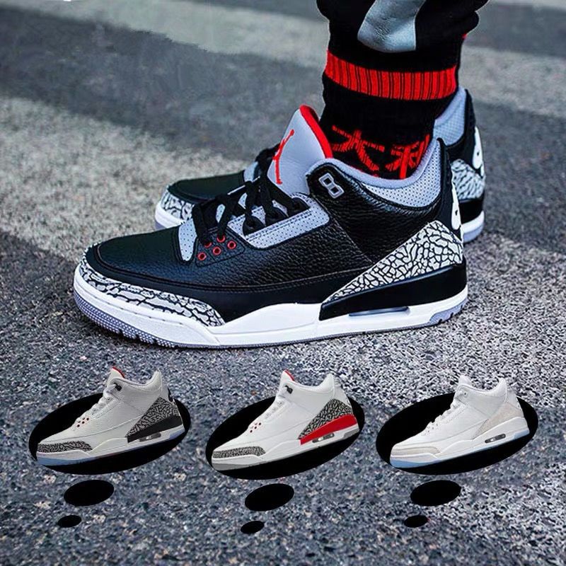 aj3男鞋飓风乔3黑水泥男鞋女鞋手稿玫瑰金aj白水泥篮球鞋运动鞋冬