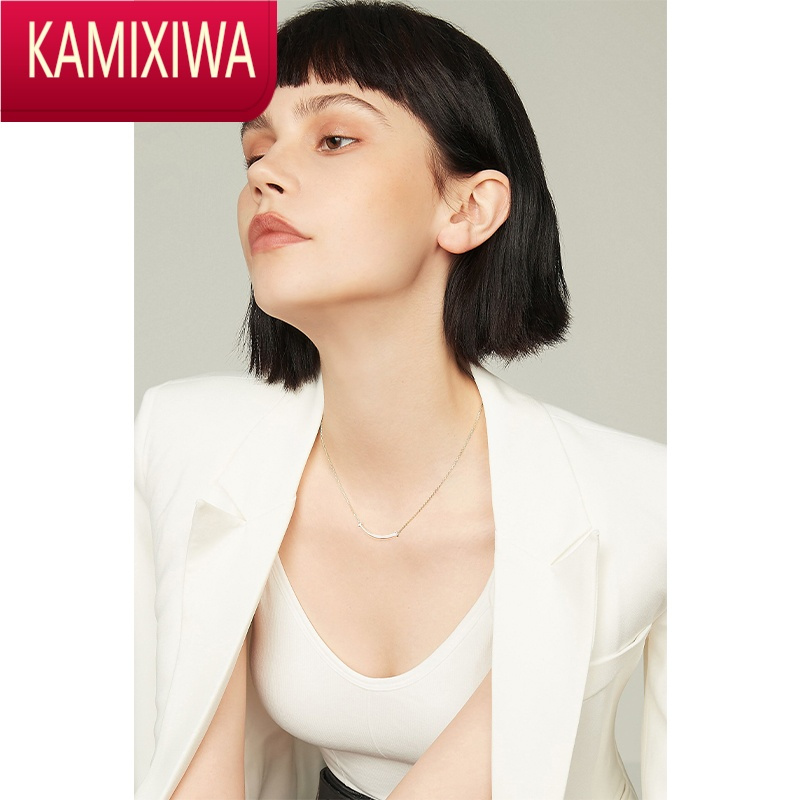 KAMIXIWA银笑脸微笑项链女轻奢小众锁骨链2022年新款潮简约ins风颈链