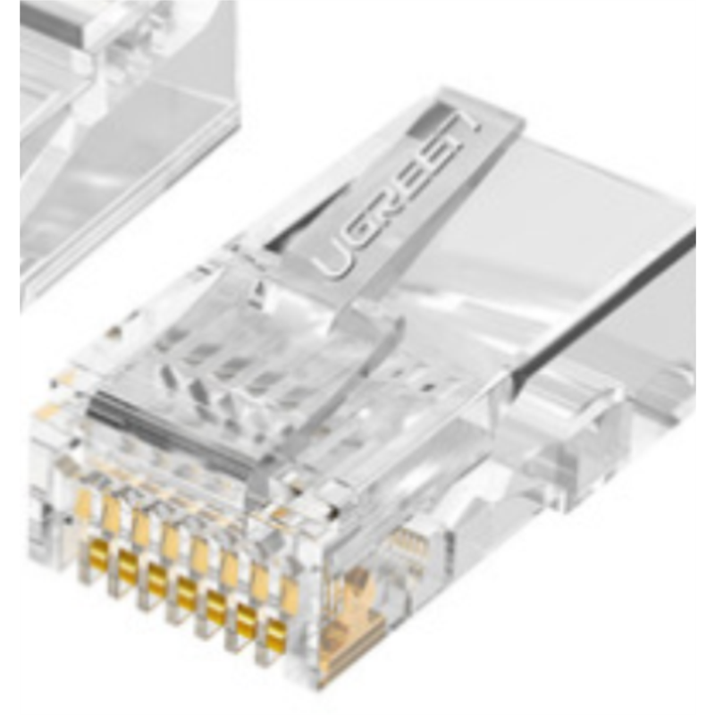 绿联 六类RJ45水晶头 6类千兆工程级网络连接器 Cat6带屏蔽电脑8p8c网线接头镀金100个 50248