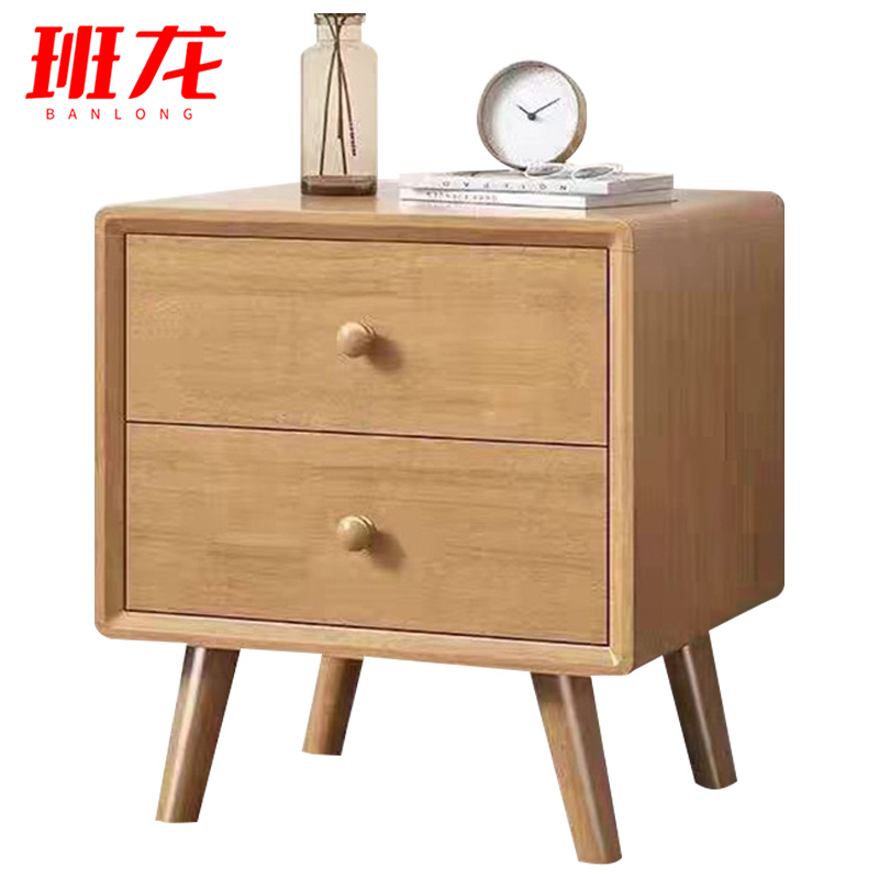 班龙床头柜二抽原木色个高清大图