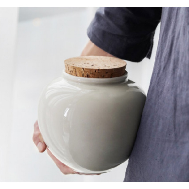 猪油白釉软木塞密封茶叶罐圆形大号茶仓白瓷陶瓷茶叶储存罐存茶罐