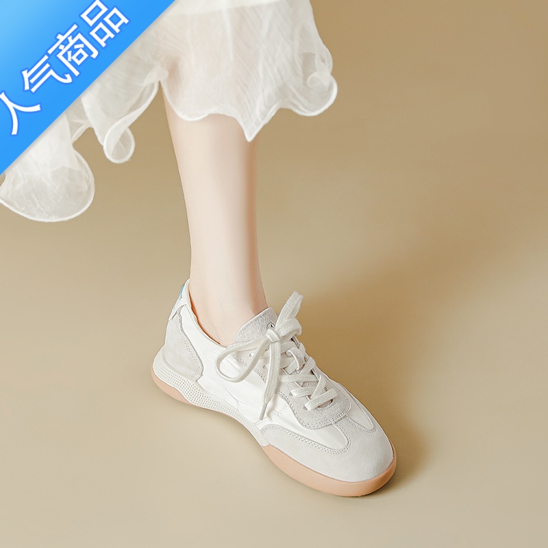 SUNTEK帆布鞋女2023夏季休闲运动板鞋厚底内增高女鞋小白鞋芭蕾德训鞋高清大图