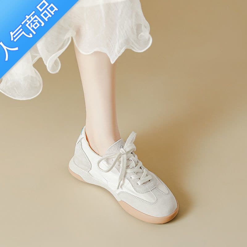 SUNTEK帆布鞋女2023夏季休闲运动板鞋厚底内增高女鞋小白鞋芭蕾德训鞋图片