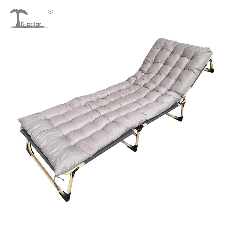 三极 TP1022 折叠床躺椅办公室午睡午休床简易单人便携行军床加毛绒垫 银灰色+珍珠棉垫