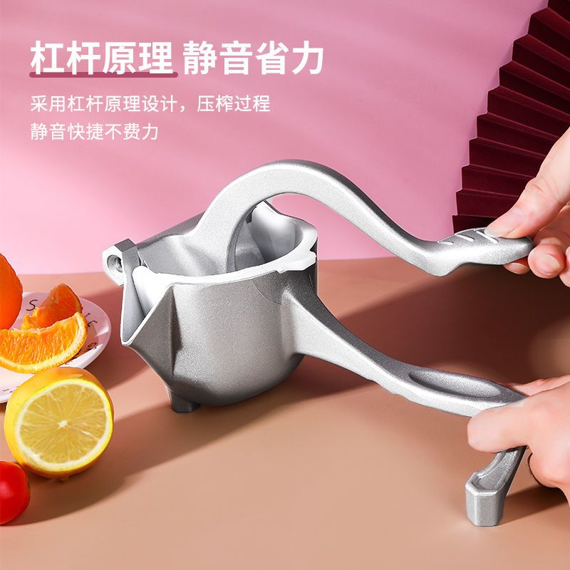 送袋子]手动榨汁机家用鲜榨果汁机多功能柠檬石榴橙汁压汁器|代[太空银] 30个过滤袋+食物夹