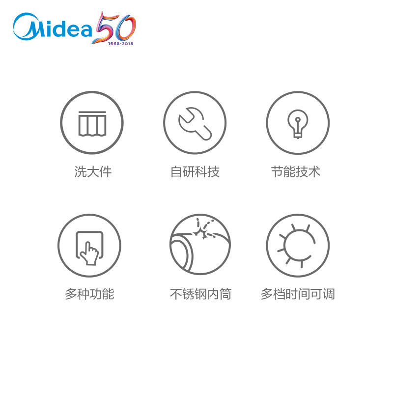 美的(Midea)MD100-1463WIDY 新品10公斤大容量全自动直驱变频洗烘一体洗衣机 家用巴赫银 好直驱选美的