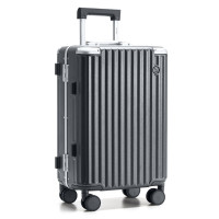 爱华仕(OIWAS) OCX6771 铝框拉杆箱 磨砂防刮 四角金属防撞登机箱 20英寸黑色
