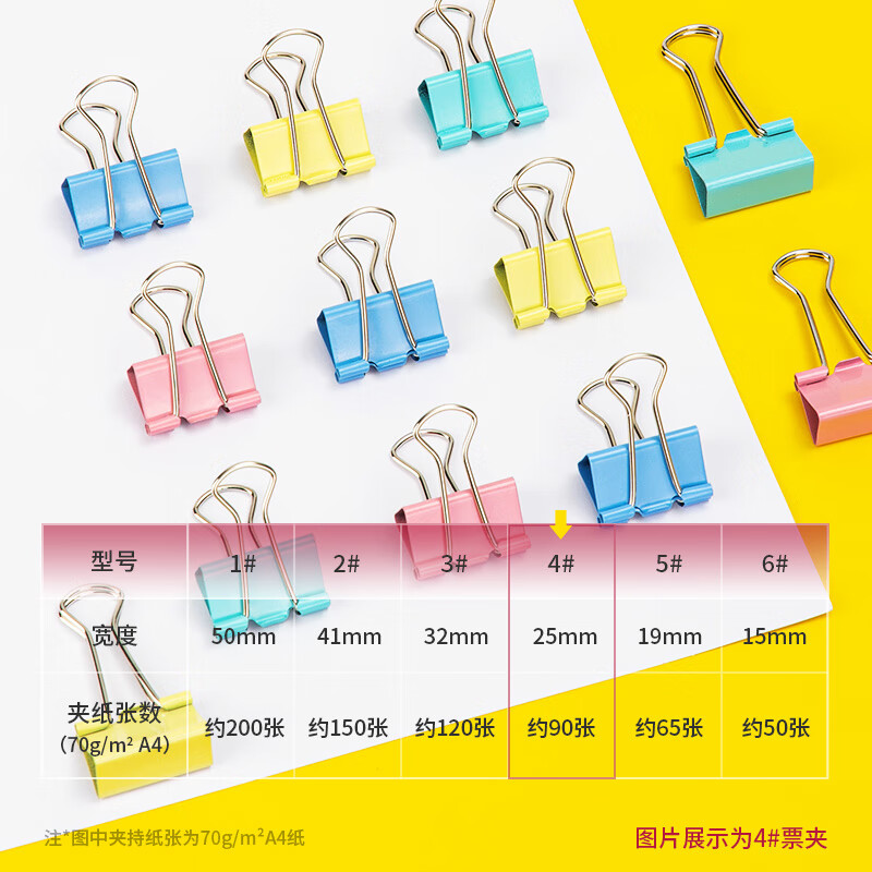 得力(deli)48只25mm彩色长尾夹票夹 4#中号金属燕尾夹票据文件夹子 TP304 办公用品 48只/筒高清大图