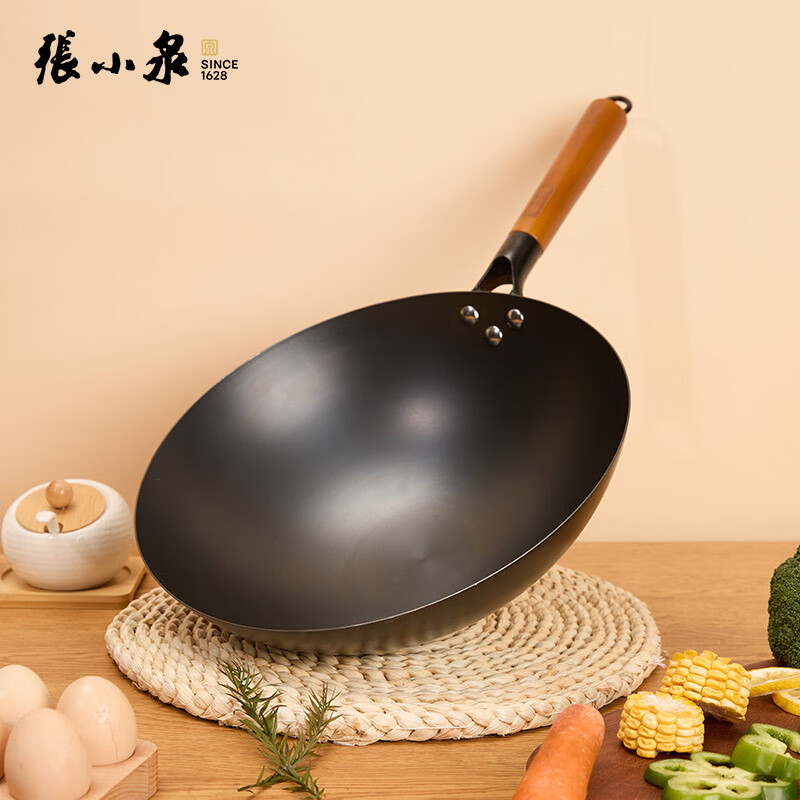 张小泉家味圆底铁锅 炒锅不粘锅家用炒菜锅无涂层 家味圆底铁锅(无盖) 32cm高清大图