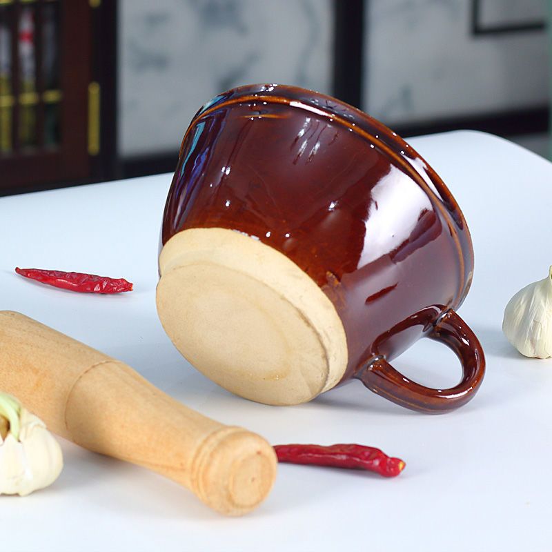 擂钵家用辣椒皮蛋老式加厚粗陶瓷研磨碗擂茶钵蒜臼子捣蒜泥神器 擂钵