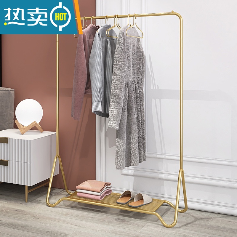 敬平晾衣架落地卧室简易衣架家用晾衣杆室内挂衣架收纳器折叠衣帽架 高端亚光黑80*150 大高清大图