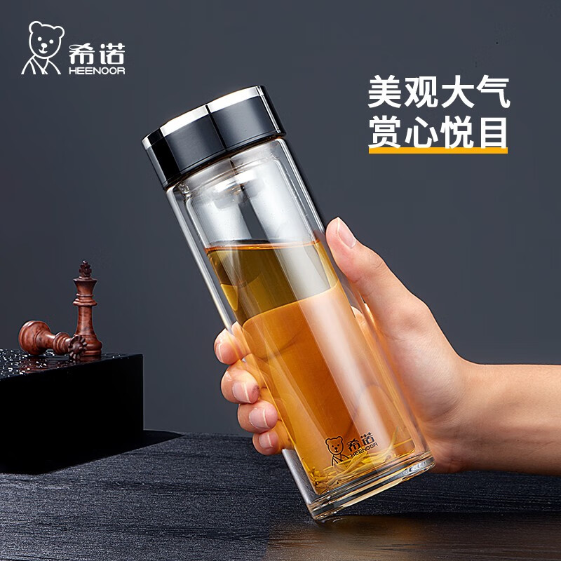 希诺(HEENOOR)大容量双层玻璃杯410ml-XN-1003高清大图