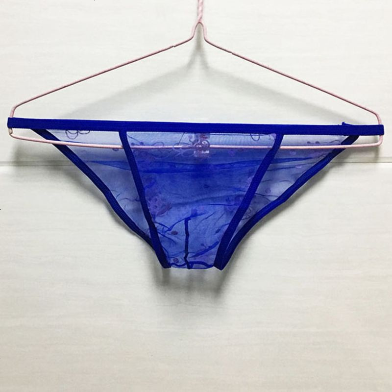 男士三角裤全透明情趣诱惑内裤男时尚网纱印花个性轻薄网孔
