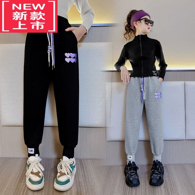可莉允女童加绒加厚运动裤中大童一体绒洋气秋冬保暖羊羔绒韩版外穿长裤保暖裤图片