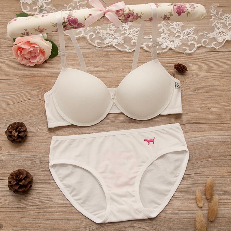 性感白色文胸套装拢少女文胸学生内衣裤薄款8001白色套装8036ab通用