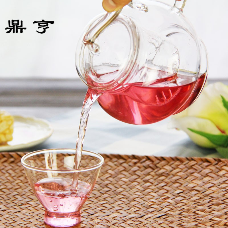 鼎亨花茶具透明花茶壶 三件式耐热茶壶玻璃过滤网 仙踪水壶