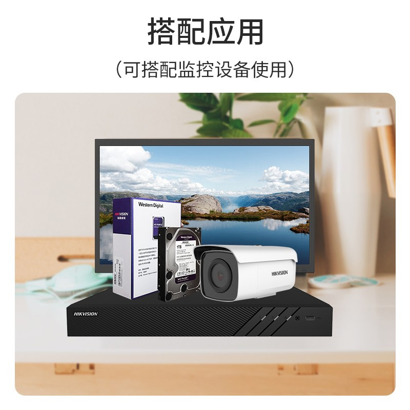 西数海康威视监控硬盘机械硬盘1T2T3T4T6T8T3.5寸NSA硬盘监控台式电脑专用SATA西数紫 西数4T