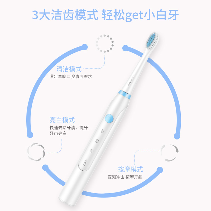 超人(SID)电动牙刷儿童电动牙刷高频震动充电牙刷软毛 RT710天蓝白
