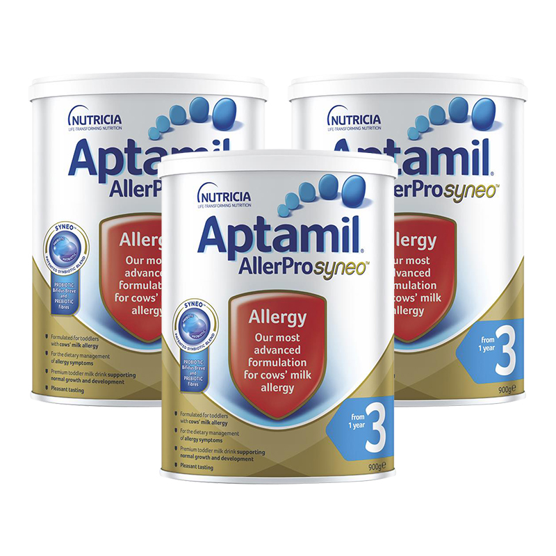 澳洲发/3罐装-爱他美(aptamil)Allerpro深度水解/乳糖不耐受过敏奶粉三段900g/罐装 进口特殊配方奶粉高清大图