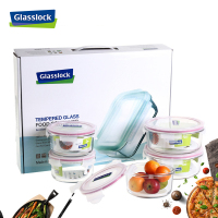 三光云彩(GLASSLOCK)韩国进口钢化耐热玻璃保鲜盒收纳盒储物盒五件套GL26圆形钢化玻璃保鲜碗套装