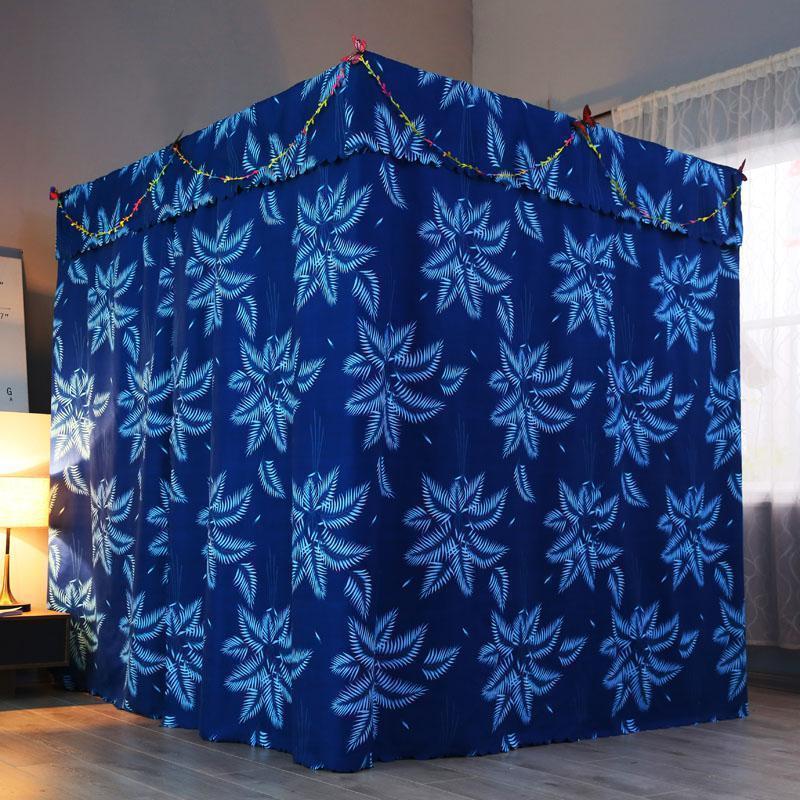 家柏饰(CORATED)家用全封闭遮光床帘落地加粗支架蚊帐1.5m1.8米遮挡防尘顶床幔 支架+床帘（塞班）25mm 1.2m（4英尺）床