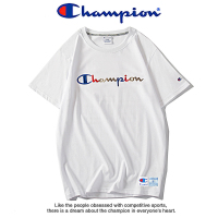 Champion 短袖T恤男女同款夏季刺绣LOGO圆领休闲情侣款运动衫 M 白色