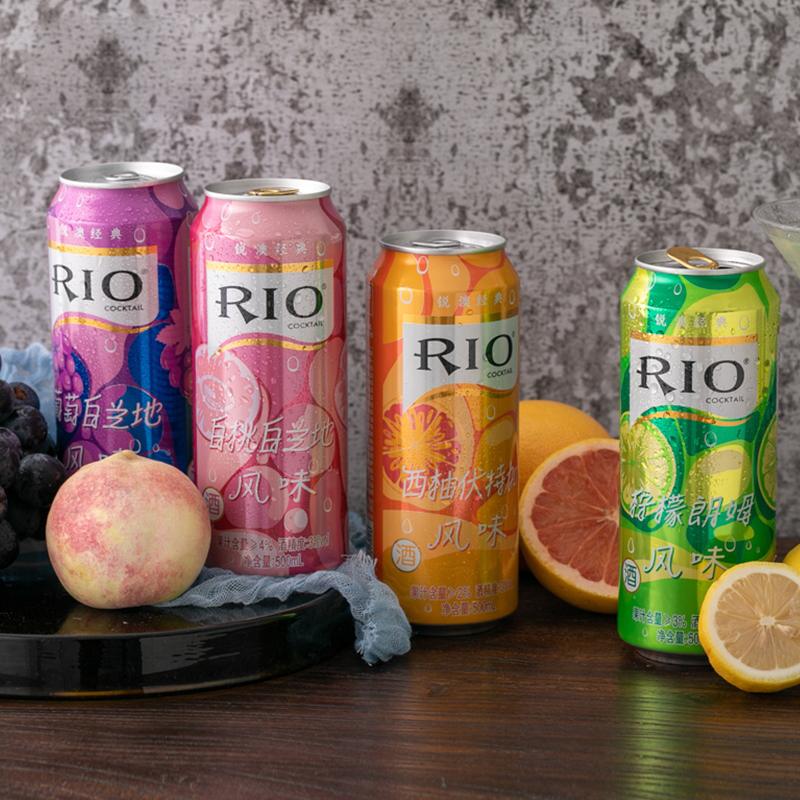 锐澳rio洋酒鸡尾酒预调酒3度微醺4口味套装500ml4罐