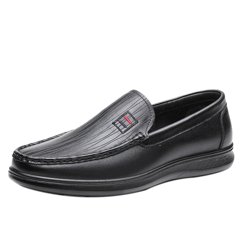 奥康皮鞋男新款休闲皮鞋男士牛皮套脚豆豆鞋男潮流乐福鞋