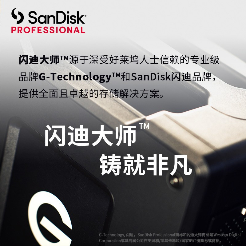 闪迪大师G-Technology6TB企业桌面硬盘3.5英寸PRO版传输速度250MB/S兼容Type-C/USB