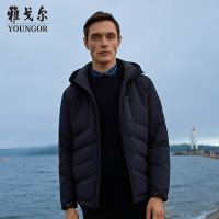 Youngor/雅戈尔2019冬季羽绒服男短款 男士外套 商务休闲 藏青952FQA
