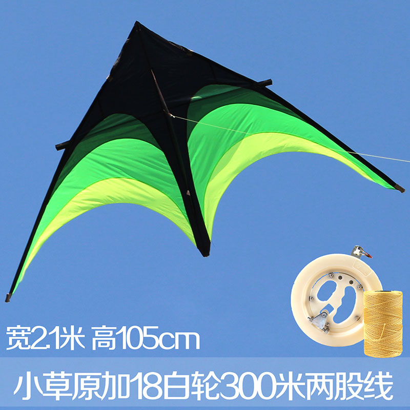 新款潍坊风筝大型大原风筝儿童成人三角好飞易飞风筝送长尾创意 三维工匠 小草原加18白轮300米两股线高清大图
