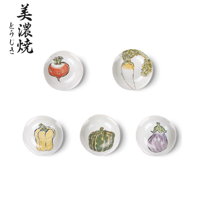 美浓烧日本进口陶瓷餐具盘子菜盘家用圆形日式创意碟子10英寸大号深盘(5盘装)
