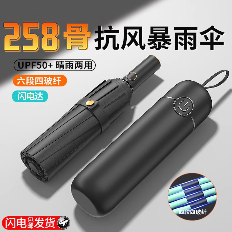 72骨全自动雨伞男女折叠大太阳伞晴雨两用防晒防紫外线遮阳伞高清大图