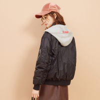 【2件2.5折价：54.8】美特斯·邦威羽绒服女冬季新款飞行员拆卸帽短外套