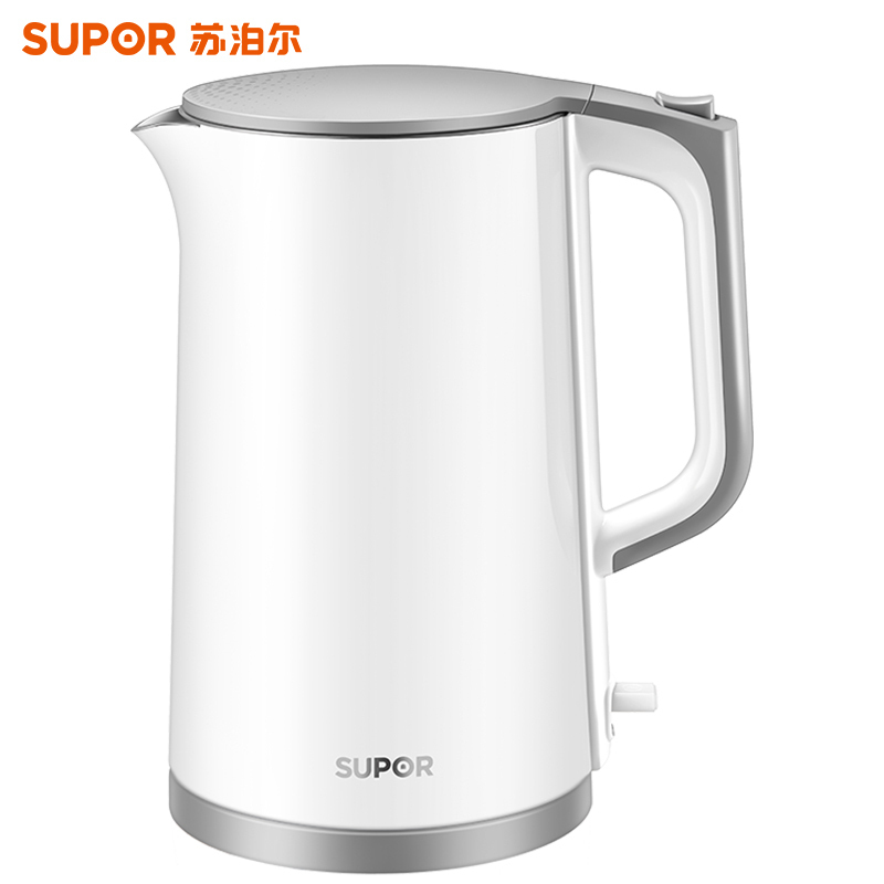 苏泊尔(SUPOR) SW-17T12C 电水壶家用 双层防烫烧水壶1.7L大容量 一体机身无缝内胆电水壶