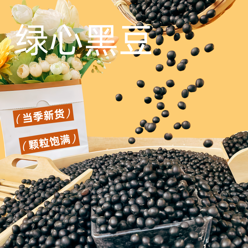 鲁强石磨源 黑豆 1kg 打豆浆 发豆芽 酥田袋装高清大图