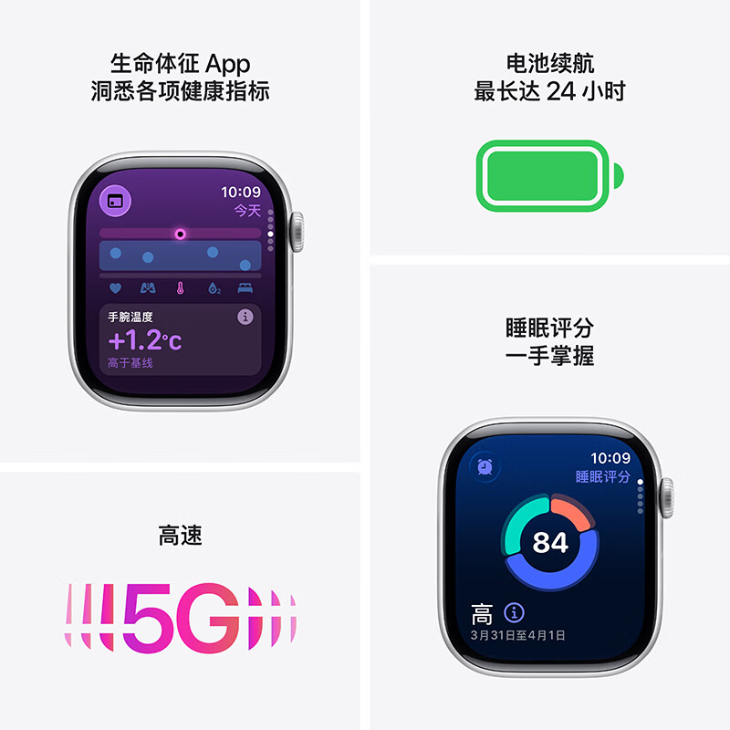 SHENG CHUANGAppleWatchS11智能手表GPS款42毫米银色铝金属雾紫色运动型表带@S/M MEUT4高清大图