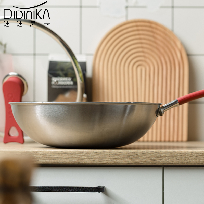 迪迪尼卡(Didinika)28cm煎锅无涂层少油烟炒菜锅316不锈钢平底锅煎锅灶具通用