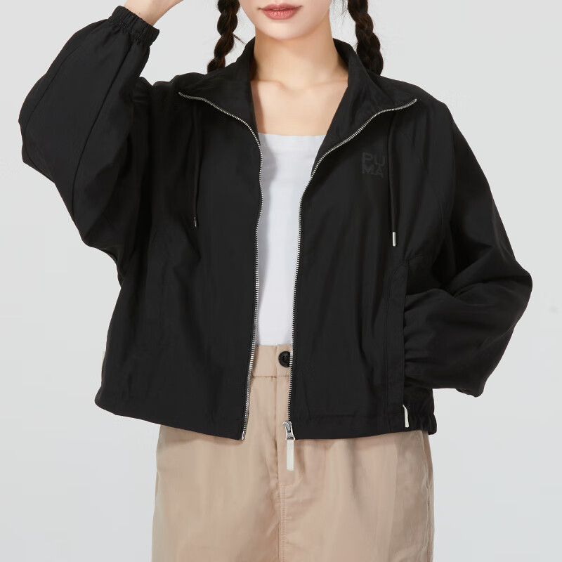 彪马(PUMA)外套女装新款时尚抽绳领口休闲运动上衣撞色拼接夹克626047-87 ZP高清大图