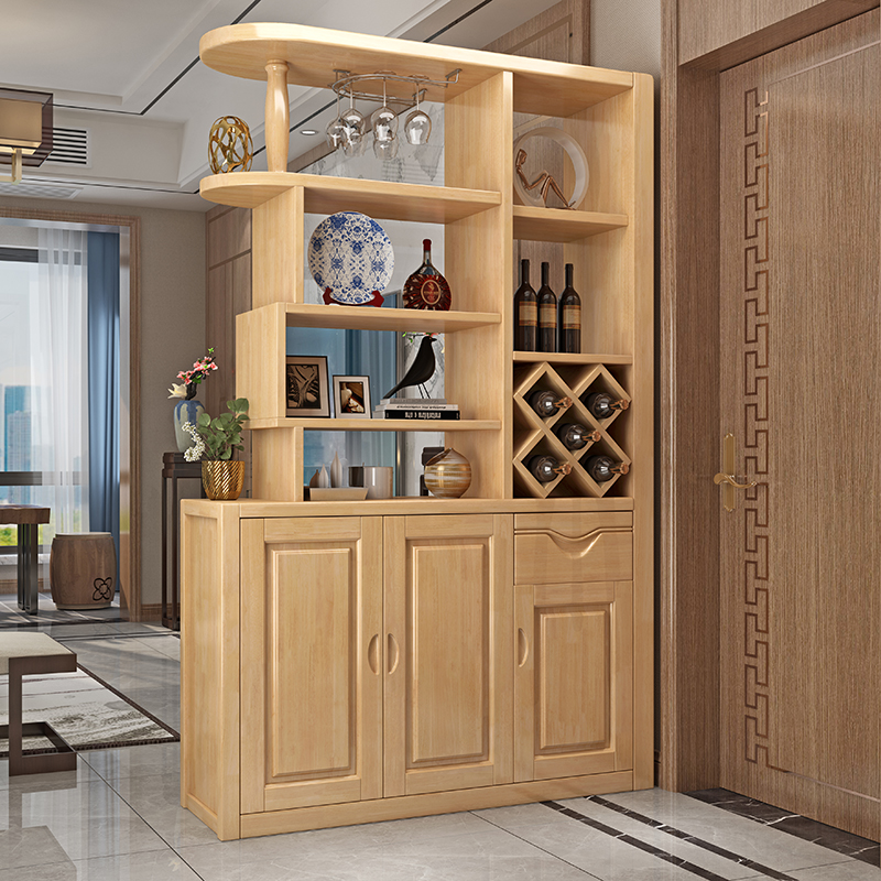 青木川 实木酒柜鞋柜一体靠墙小户型双面客厅餐厅隔厅柜1.2米家用小户型进门入户玄关隔断屏风柜门厅柜简约现代高清大图