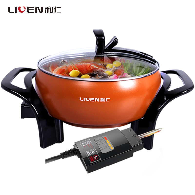 利仁(Liven)DHG-233A 电火锅大功率家用大容量韩式火锅电热锅多功能炒锅不易粘电煮锅煎烤锅