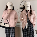 羽绒棉衣棉服女新款冬季韩版黑色小个子加绒短款立领面包服外套女 L 粉色
