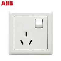 ABB开关插座 德逸雅白 16A一开三孔带开关墙壁电源面板AE228