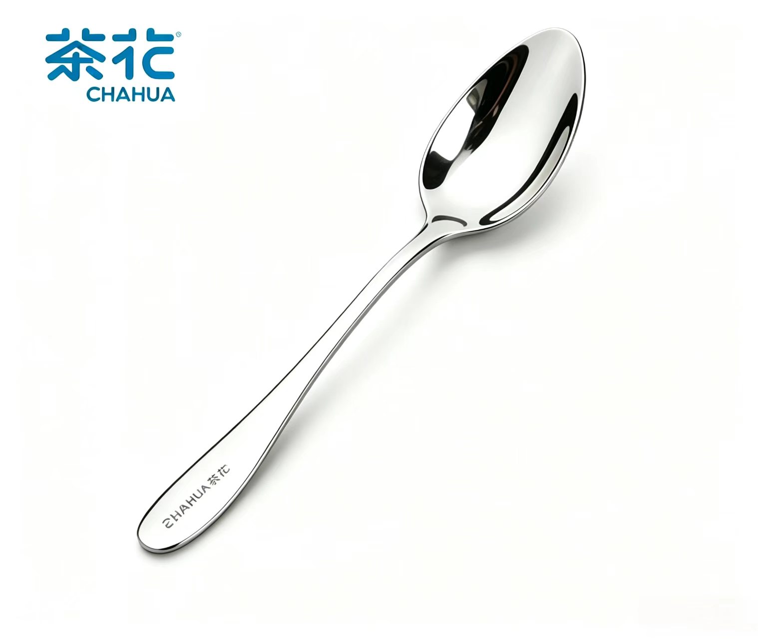 茶花(CHAHUA)不锈钢勺长柄汤勺汤匙加大加厚家用调羹圆底餐勺饭勺大尖餐勺 037051