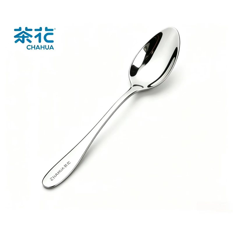 茶花(CHAHUA)不锈钢勺长柄汤勺汤匙加大加厚家用调羹圆底餐勺饭勺大尖餐勺 037051